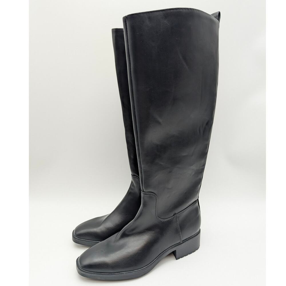 Nine West Barile Knee High Boots Square Toe Women's Black Size US6.5 EU37